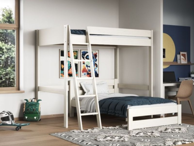 Noomi Tera White Wooden Small Double L Shaped Highsleeper Bunk Bed (With Small Double)