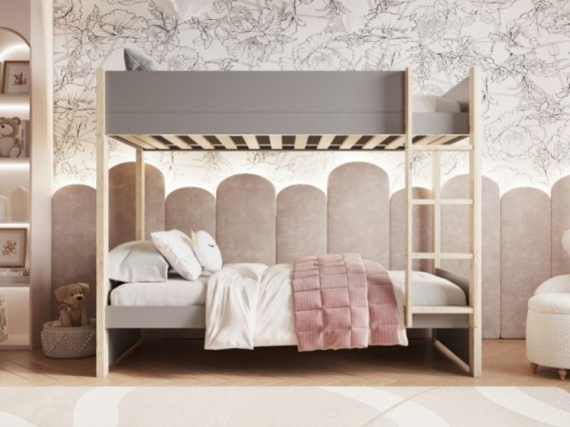 Noomi Tipo Grey Wooden Bunk Bed With Trundle
