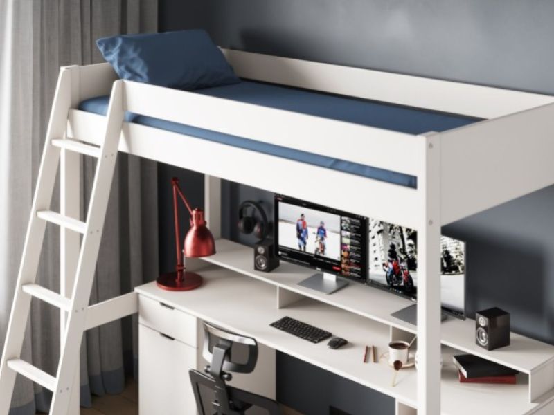 Noomi Tera White Wooden Gaming Highsleeper Bed