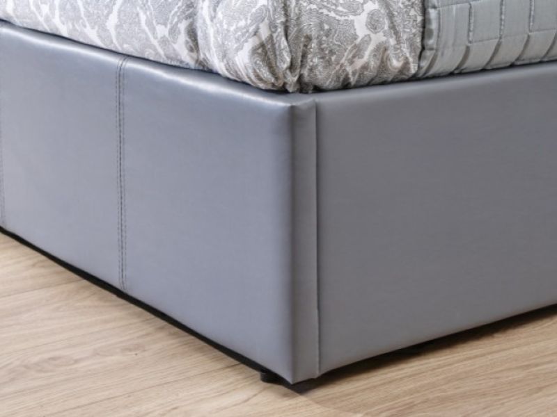 GFW End Lift Ottoman 5ft Kingsize Grey Faux Leather Bed Frame