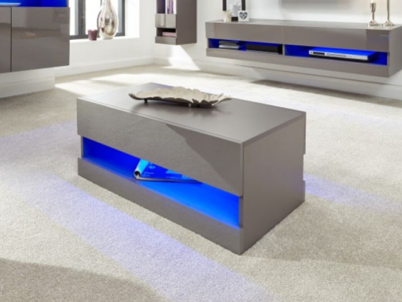 GFW Galicia Grey Gloss LED Coffee Table