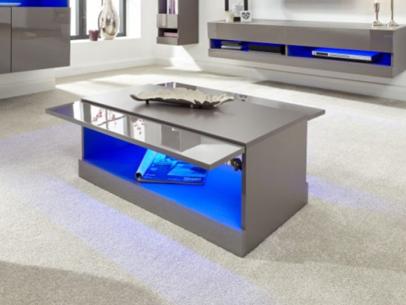 GFW Galicia Grey Gloss LED Coffee Table