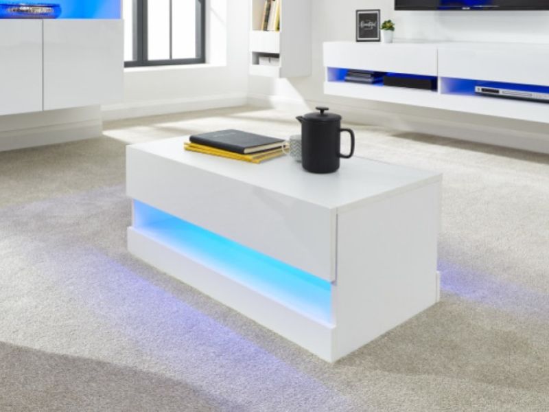 GFW Galicia White Gloss LED Coffee Table