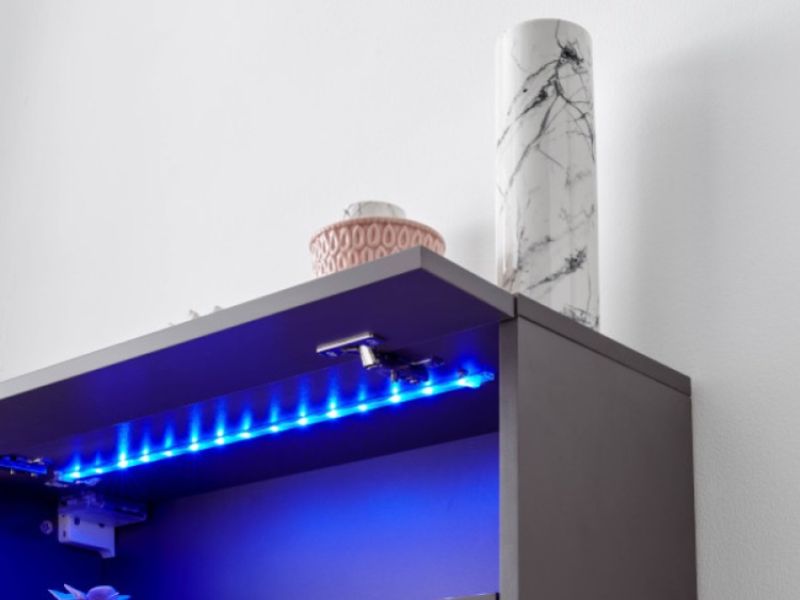 GFW Galicia Grey Gloss LED Wall Hanging Shoe Cabinet