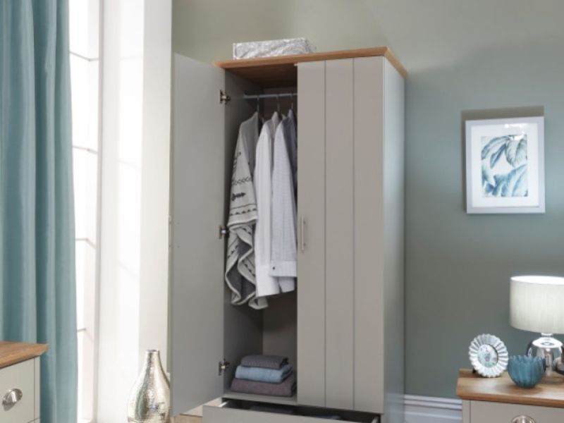 GFW Kendal 2 Door 1 Drawer Wardrobe In Grey