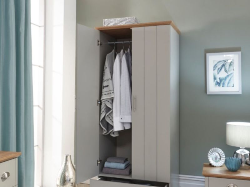 GFW Kendal 2 Door 1 Drawer Wardrobe In Grey