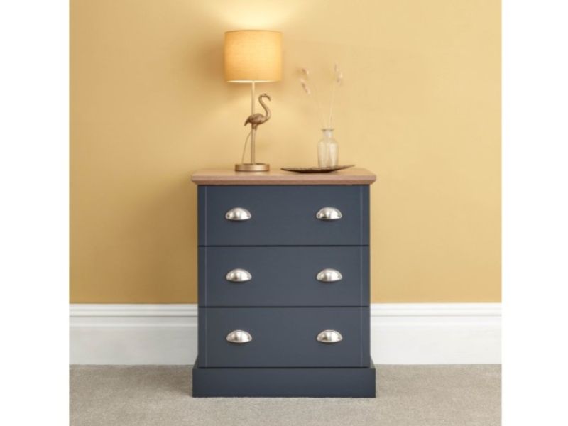 GFW Kendal 3 Drawer Chest In Slate Blue