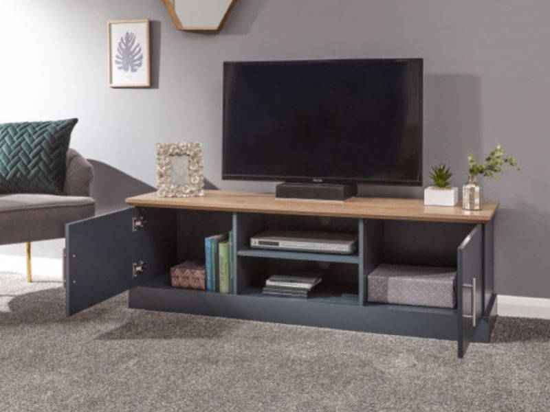 GFW Kendal Large TV Unit In Slate Blue