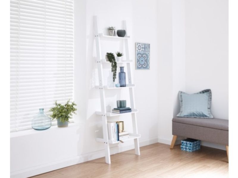 GFW Kempton 5 Tier Ladder Style Wall Rack In White