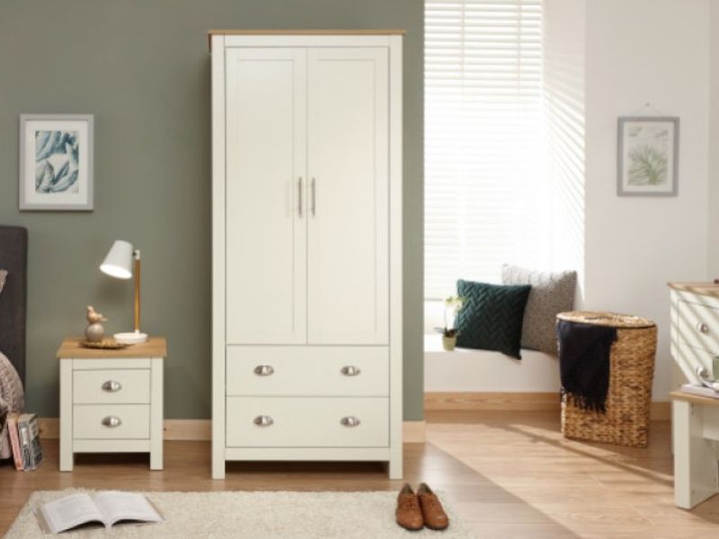 GFW Lancaster 2 Door 2 Drawer Wardrobe In Cream