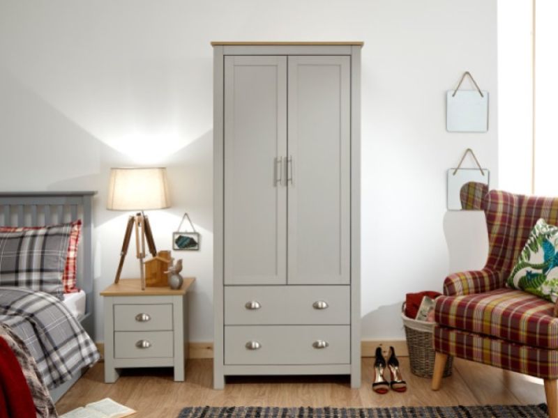 GFW Lancaster 2 Door 2 Drawer Wardrobe In Grey