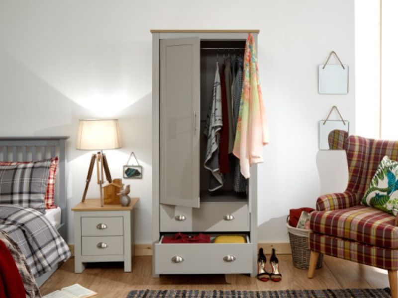 GFW Lancaster 2 Door 2 Drawer Wardrobe In Grey