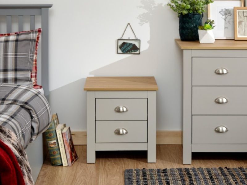 GFW Lancaster 2 Drawer Bedside In Grey