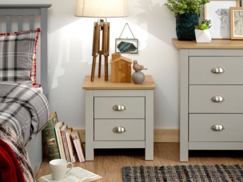 GFW Lancaster 2 Drawer Bedside In Grey