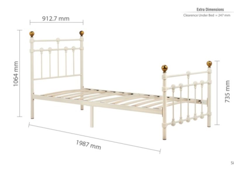 Birlea Atlas 3ft Single Cream Metal Bed Frame