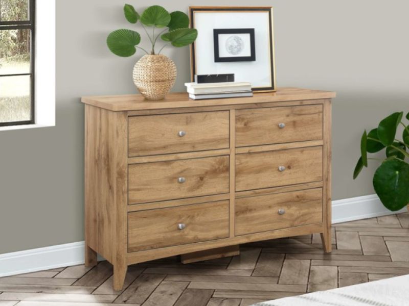 Birlea Hampstead Oak Finish 6 Drawer Chest