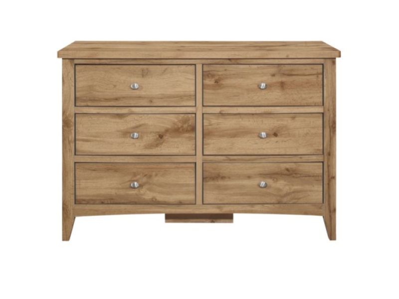 Birlea Hampstead Oak Finish 6 Drawer Chest