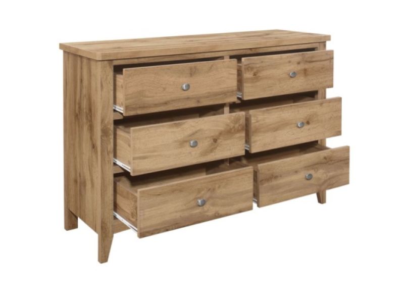 Birlea Hampstead Oak Finish 6 Drawer Chest