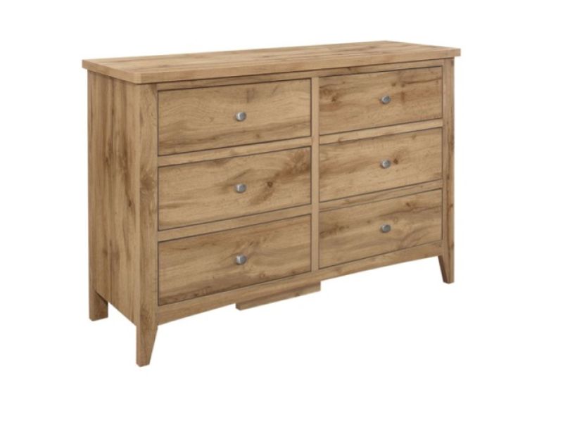 Birlea Hampstead Oak Finish 6 Drawer Chest