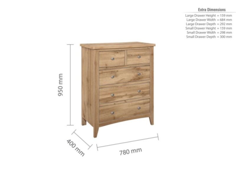 Birlea Hampstead Oak Finish 3 Plus 2 Drawer Chest