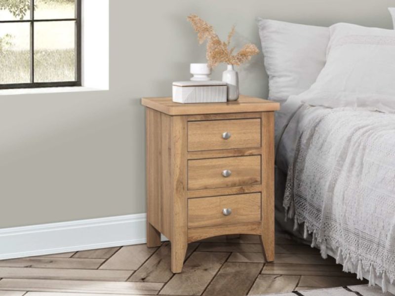 Birlea Hampstead Oak Finish 3 Drawer Bedside