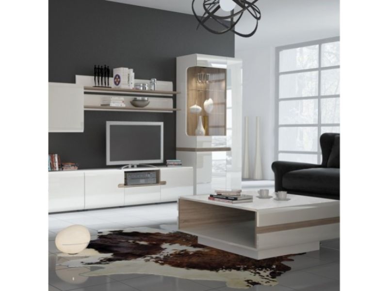 FTG Chelsea Living Designer Coffee Table in white with a Truffle Oak Trim