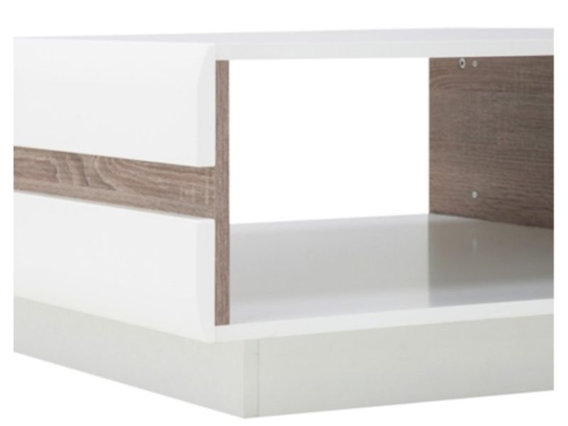 FTG Chelsea Living Designer Coffee Table in white with a Truffle Oak Trim