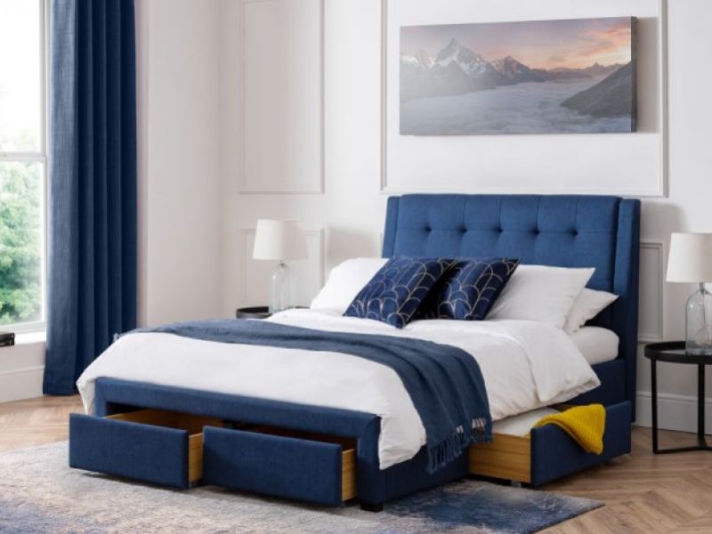 Julian Bowen Fullerton 6ft Super Kingsize Blue Fabric Storage Bed Frame