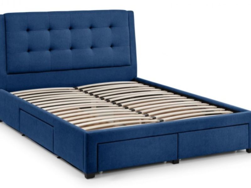 Julian Bowen Fullerton 4ft6 Double Blue Fabric Storage Bed Frame