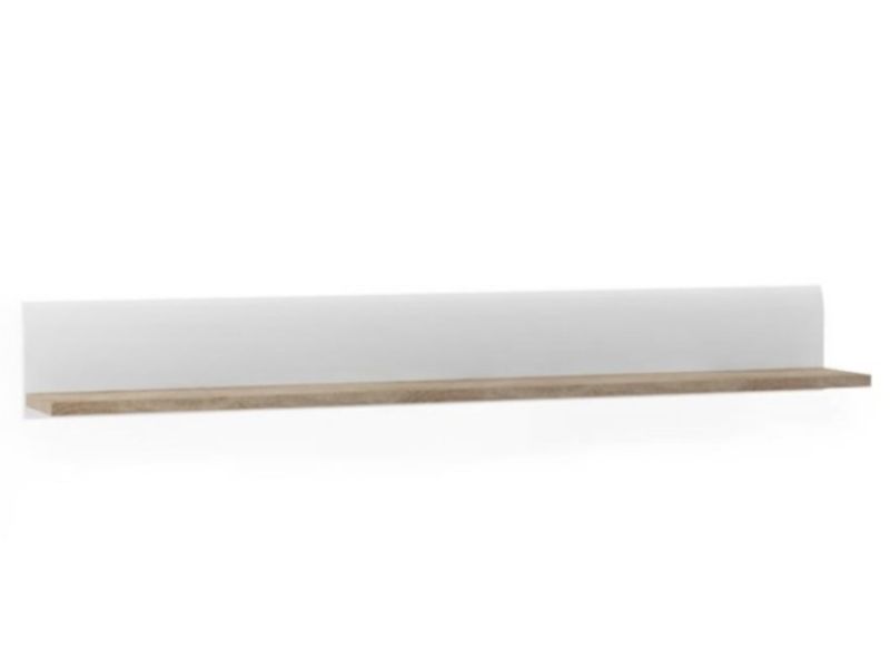 FTG Chelsea Living Designer Wall Shelf in white with a Truffle Oak Trim