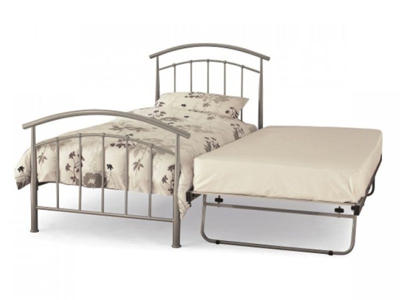 Serene Neptune 2ft6 Small Single Silver Metal Guest Bed Frame