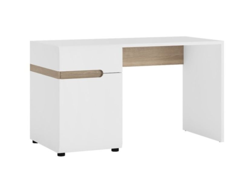 FTG Chelsea Bedroom Desk/Dressing table in white with an Truffle Oak Trim