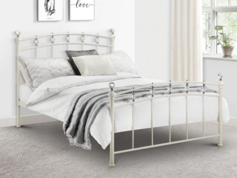 Julian Bowen Sophie 4ft6 Double Stone White Metal Bed Frame