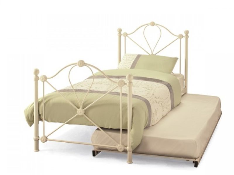 Serene Lyon 3ft  Single Ivory Gloss Metal Guest Bed Frame