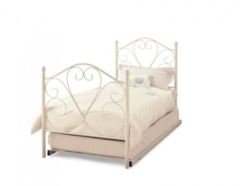 Serene Isabelle 3ft Single White Gloss Metal Guest Bed Frame