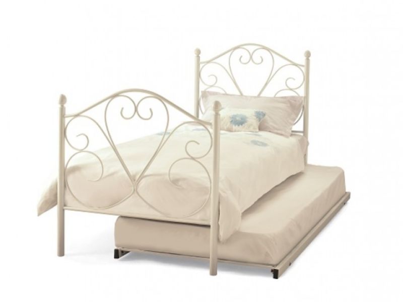 Serene Isabelle 3ft Single White Gloss Metal Guest Bed Frame