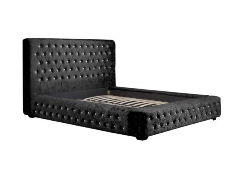 Birlea Grande 5ft Kingsize Black Crushed Velvet Fabric Bed Frame