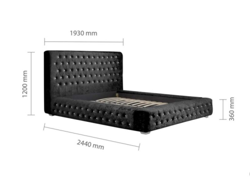 Birlea Grande 5ft Kingsize Black Crushed Velvet Fabric Bed Frame