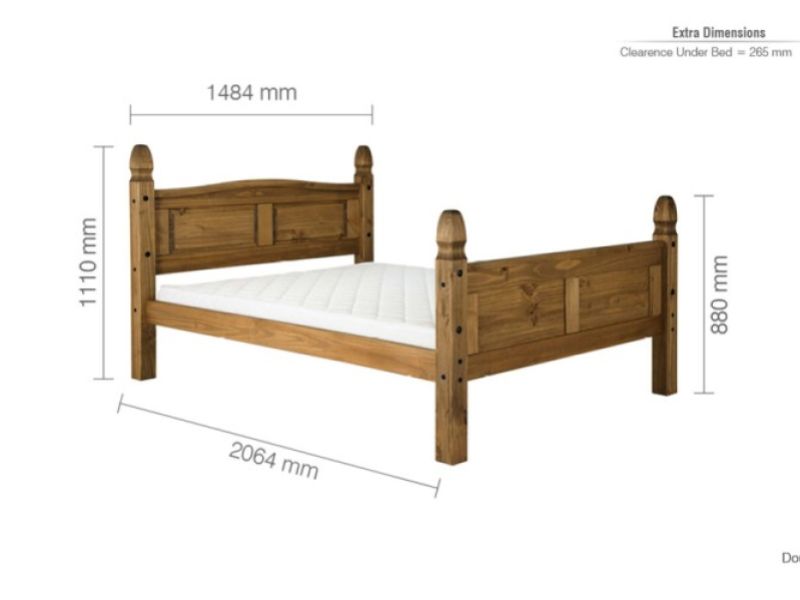 Birlea Corona 4ft6 Double Pine Bed Frame with High Footend