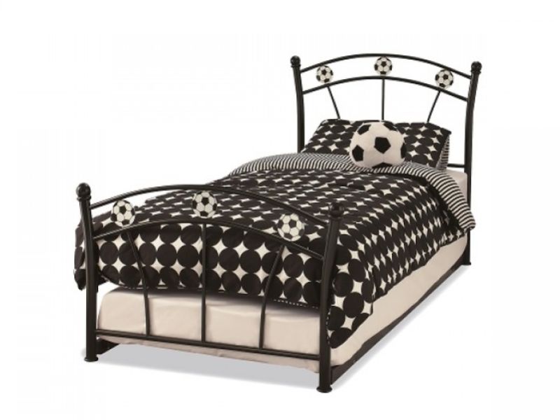 Serene Soccer 3ft Single Black Metal Guest Bed Frame