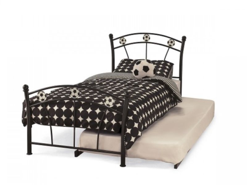 Serene Soccer 3ft Single Black Metal Guest Bed Frame