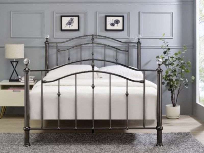 Limelight Callisto 4ft6 Double Black Chrome Metal Bed Frame With Choice Of Finials