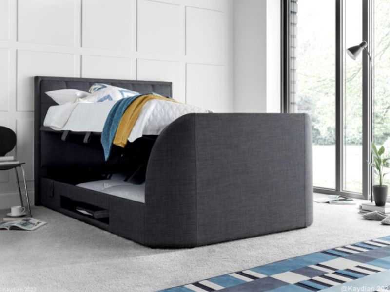 Kaydian Falmer 4ft6 Double Slate Grey Fabric Ottoman TV Bed