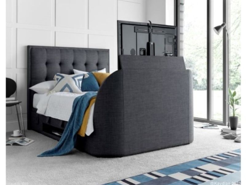 Kaydian Falmer 5ft Kingsize Slate Grey Fabric Ottoman TV Bed