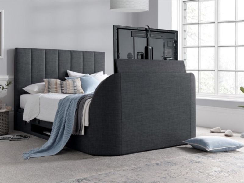 Kaydian Medway 5ft Kingsize Slate Grey Fabric Ottoman TV Bed