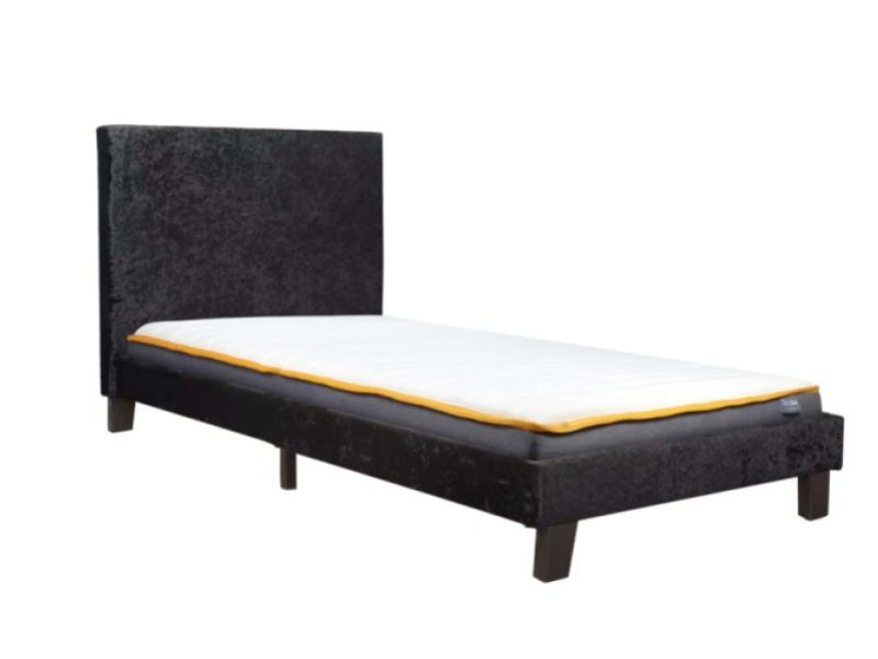 Birlea Berlin 3ft Single Black Crushed Velvet Fabric Bed Frame