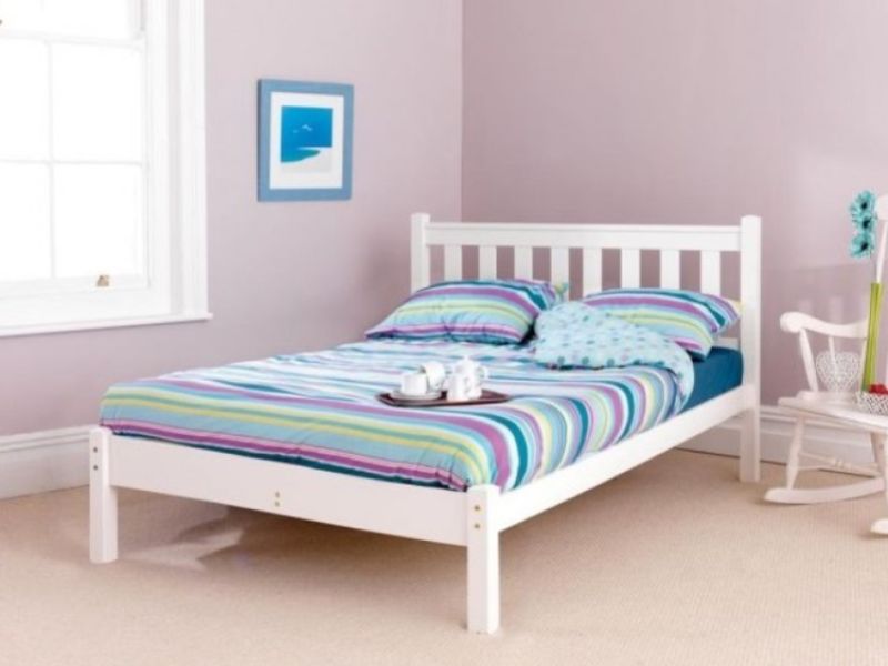 Friendship Mill Shaker Low Foot End 4ft6 Double Pine Wooden Bed Frame In White