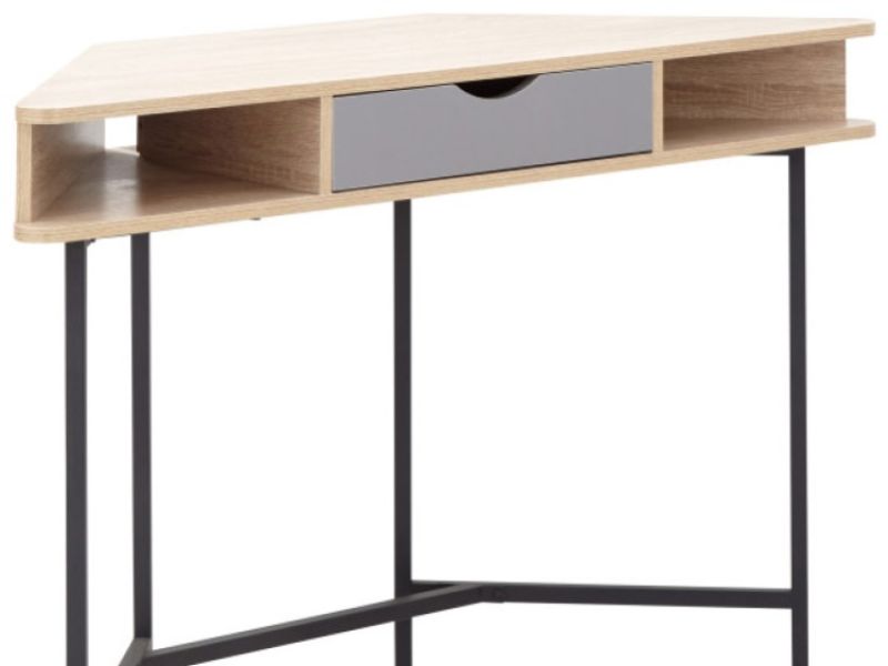 GFW Telford Corner Desk In Light Oak And Grey