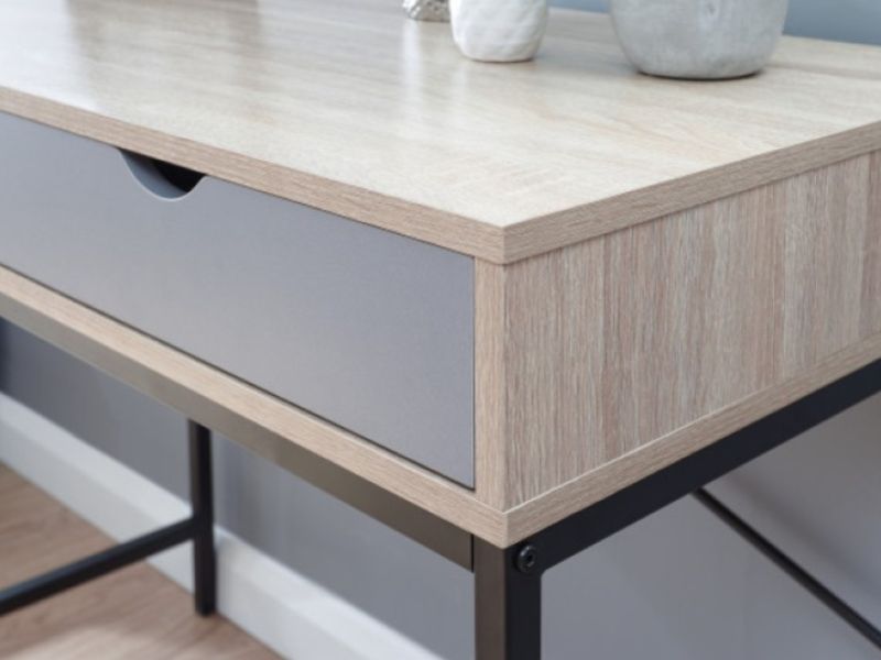 GFW Telford Computer Desk In Light Oak And Grey