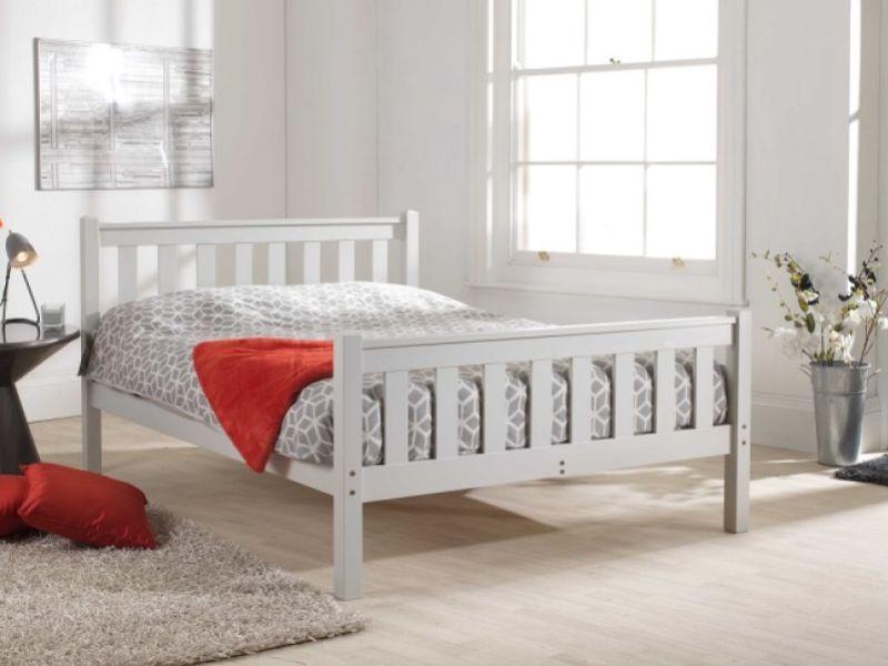 Friendship Mill Shaker High Foot End 5ft Kingsize Pine Wooden Bed Frame In Grey